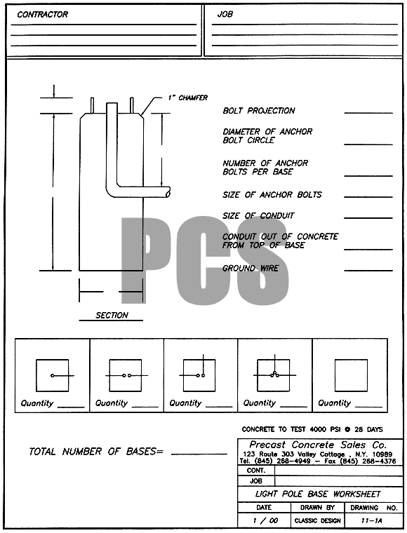 Light Pole Base Worksheet
