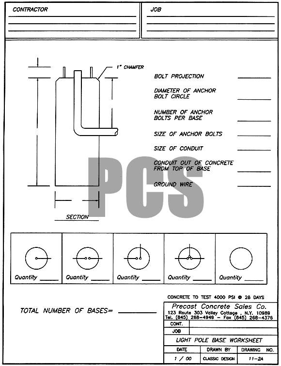 Light Pole Base Worksheet