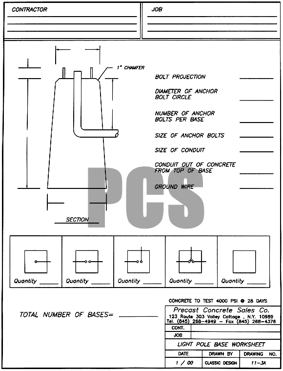 Light Pole Base Worksheet