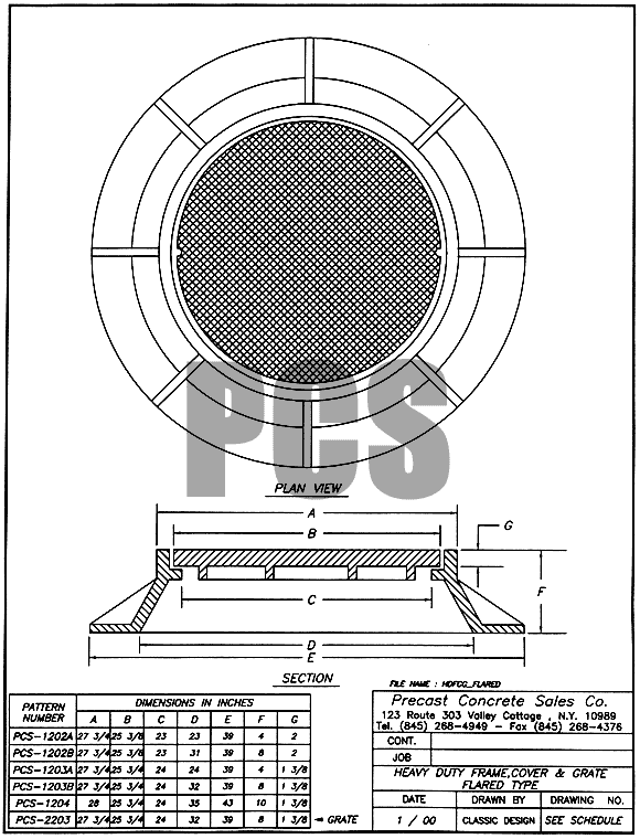 Heavy Duty Frame, Cover & Grate Flared Type