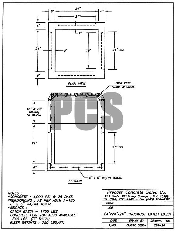 24 in. x 24 in. x 24 in. Knockout Catch Basin