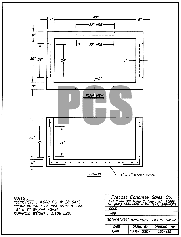 30 in. x 48 in. x 30 in. Knockout Catch Basin