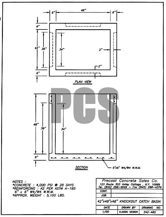 42 in. x 48 in. x 48 in. Knockout Catch Basin