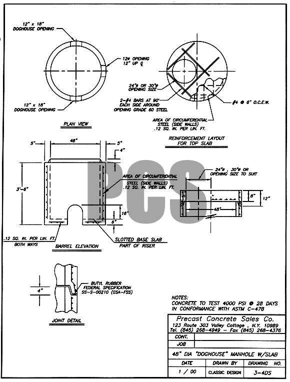48 in. Dia. Doghouse Manhole w/Slab