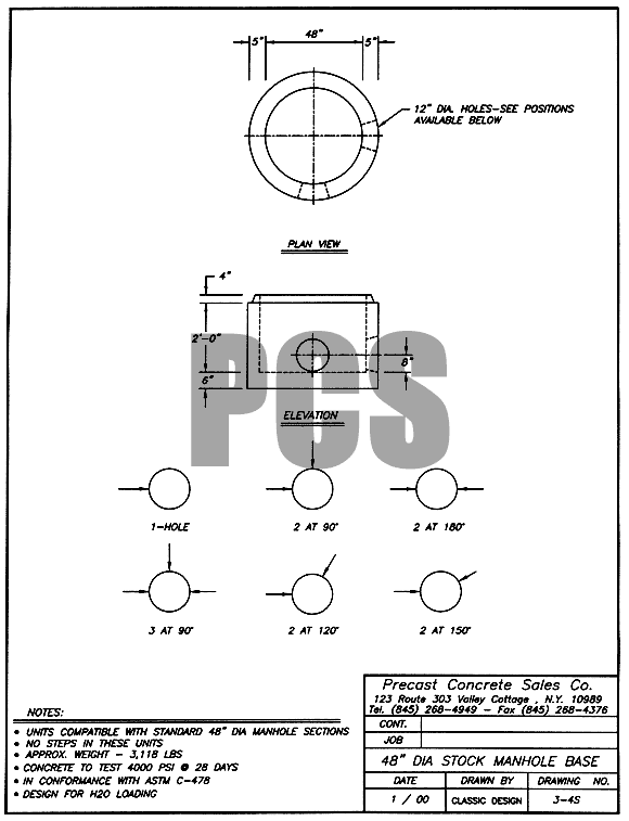 48 in. Dia. Stock Manhole Base