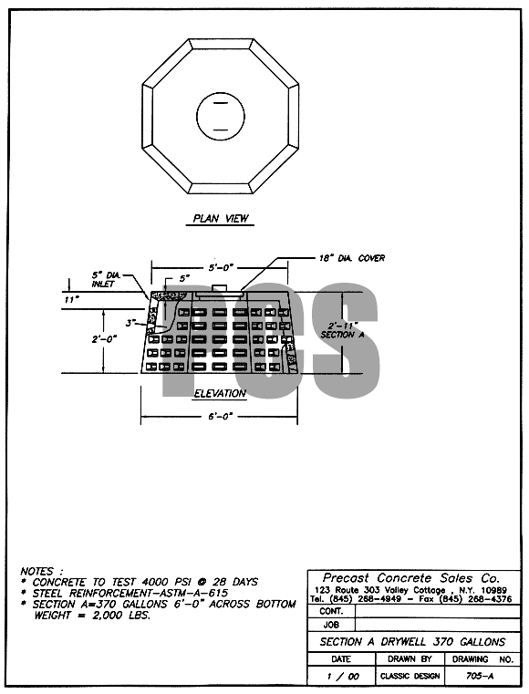 Section A Drywell 370 Gallons