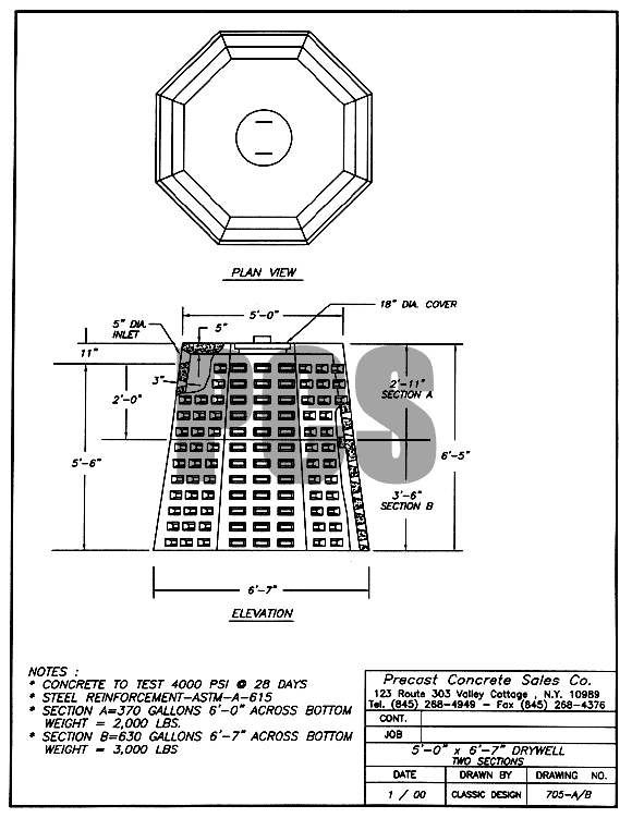 5 ft.-0 in. x 6 ft.-7 in. Drywell Two Sections